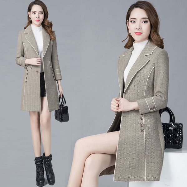 

spring fashion autumn and winter new women's clothing mid-length slim thick woolen jacket female coat, Black
