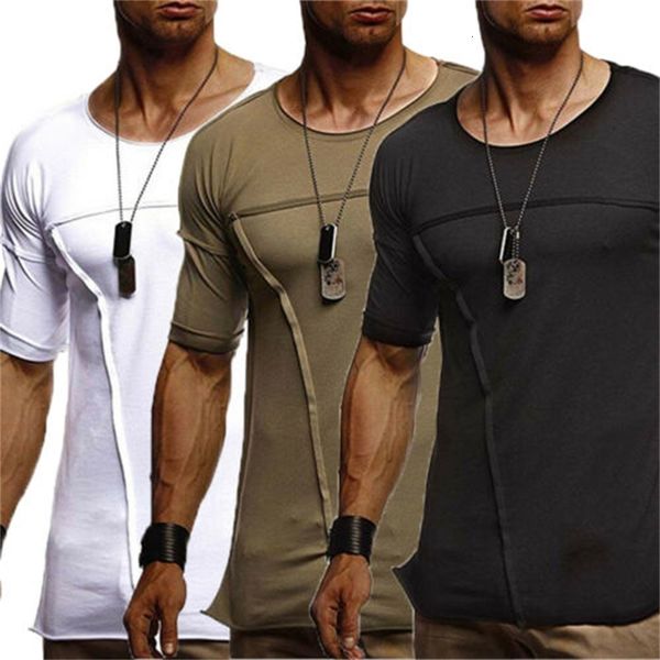 

2019 summer men's casual o neck short sleeve tee shirts slim fit t-shirt blouse clothing muscle fitness m-3xl, White;black