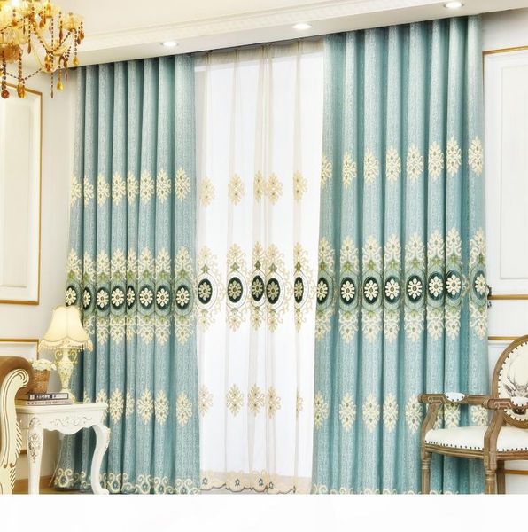

luxury chenille flower embroidered transparent tulle bedroom curtain tulle elegant living bedroom curtains panel curtain set