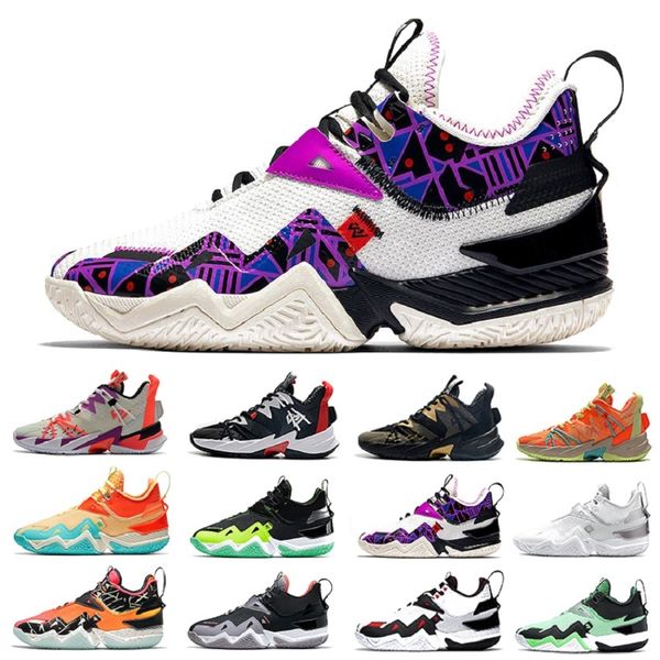 

handsome westbrook 3.0 one take mens basketball shoes mango clean white neon why not zer0.3 men sports sneakers 40-46, White;red