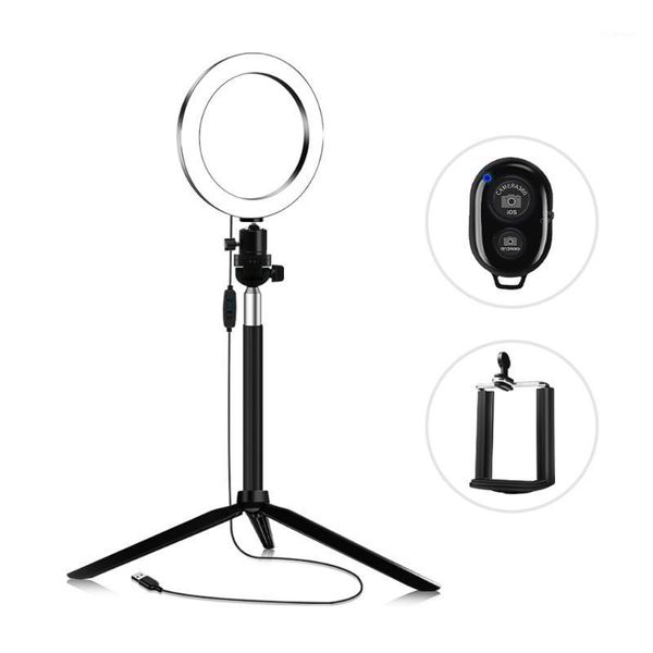 

flash heads 14.5cm 3200k-5600k bi-color dimmable beauty light set ring video 5w equipped with ball head tabletripod selfie1