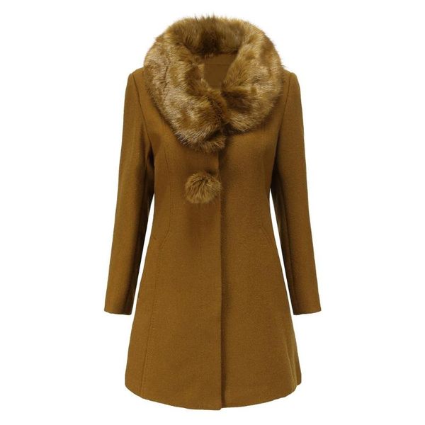 

women work solid vintage winter office long sleeve button woolen jacket coat large size coat europe and america cape cloak 11.21, Black;brown