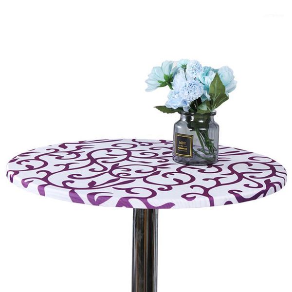 

table cloth 60cm kitchen party protective home decor elastic printed desk cover washable dustproof round fitted simple tablecloth1