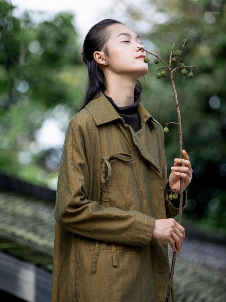 

comfortable 19 suit-dress spice color will code of autumn woman loose coat full cotton long windbreaker tread wind 909811, Tan;black