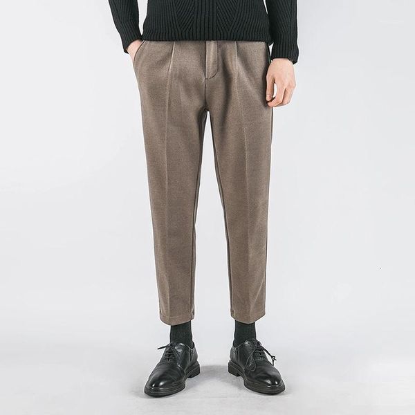 

men's trousers 2020 autumn winter new slim solid color straight pants drop feeling relaxed casual personality young men's wear1, White;black