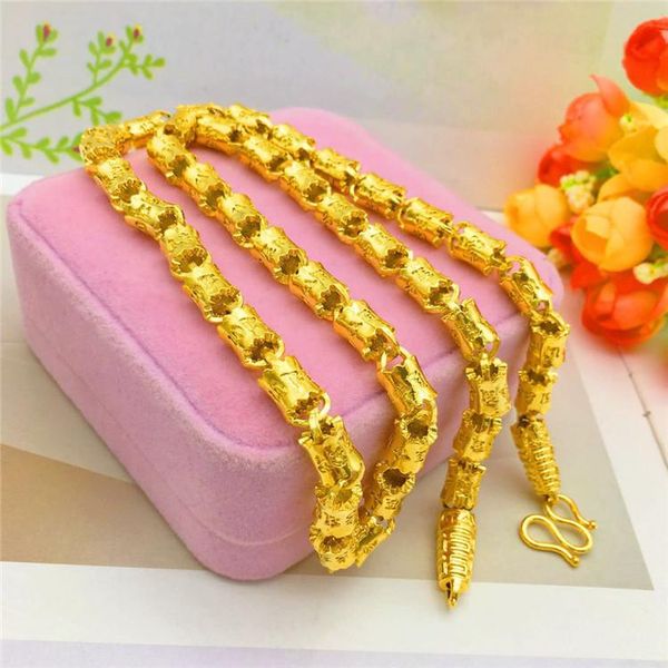 

мода роскошь 14k золотое ожерелье для мужской свадьбы юбилей ювелирных изделий из шестидромагнитных мантр ожерелье счастливые золотые украше, Silver