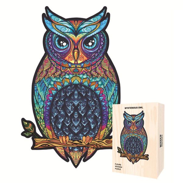 

new 3d animal shaped wooden puzzle for adults kids montessori toys owl jigsaw puzzles game children wooden toy christmas gift q1214