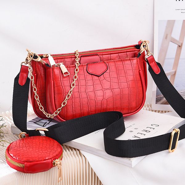 

m44823 favorite multi pochette accessories flower pattern purses handbag purse 3 pcs set ladies bag chain shoulder hand bags