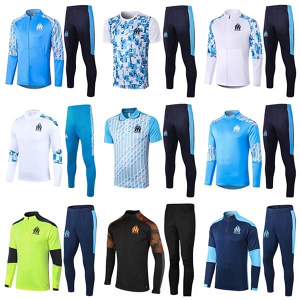 

olympique de marseille training suit 2020 2021 polo marseille soccer jacket maillot de foot benedetto payet thauvin om football tracksuit, Black