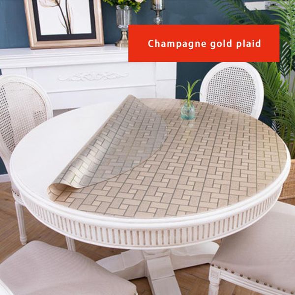 

hazy pvc round tablecloth waterproof dining table cover champagne gold plaid table cloths protect the desksoft glass wmtozf