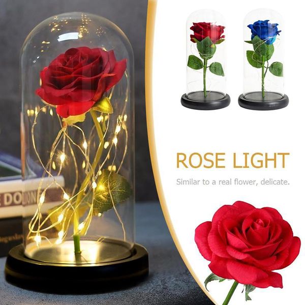 

party favor immortal flower glass cover simulation rose led light valentine's day gift fashion leisure personality delicate convenient