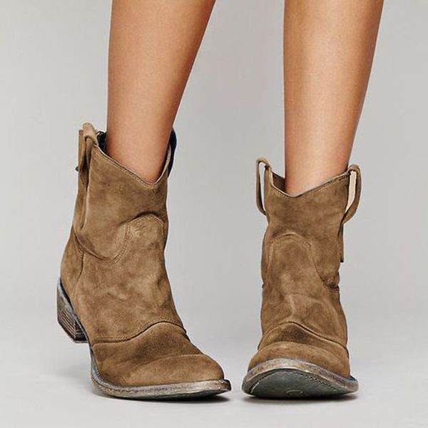

2020 tan blue botte femme fall winter ankle pointed to cowboy boots for the women shoes track r9la, Black