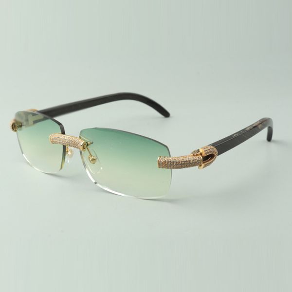 

fashion micro-paved diamond sunglasses 3524026 with black texture buffs personalized glasses, size: 56-18-140 mm, White;black