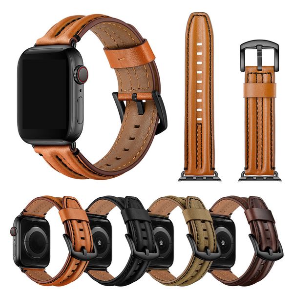 Cinturino in vera pelle di vacchetta per cinturino Apple watch 44mm 40mm iwatch 6 5 4 3 Accessori Cinturini per cinturino 38mm 42mm Cinturino di ricambio per cinturino