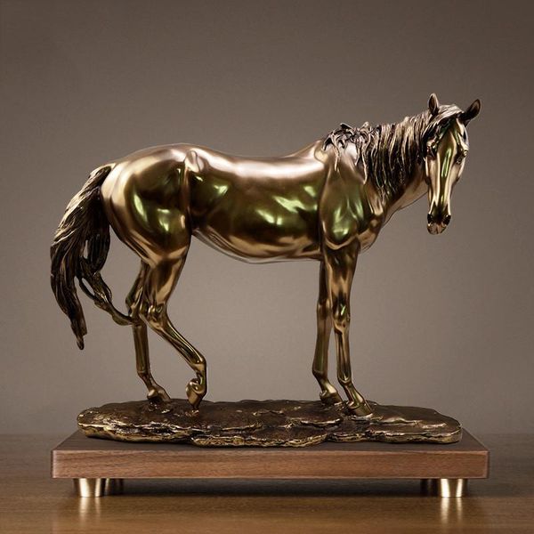 

decorative objects & figurines european geometry mustang statue home decor accessories vintage resin craft mascot table and sculpture art