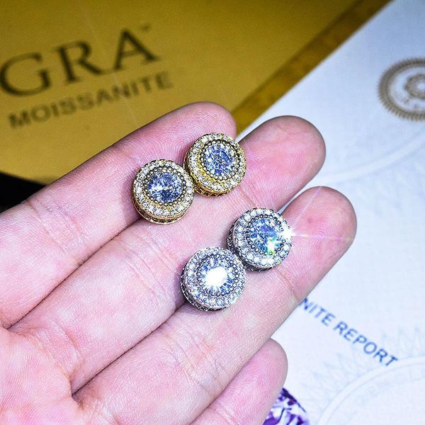 

classic full rhinestone round stud earrings full inlay dazzling zircon dainty minimalism jewelry for women wedding party gifts, Golden;silver
