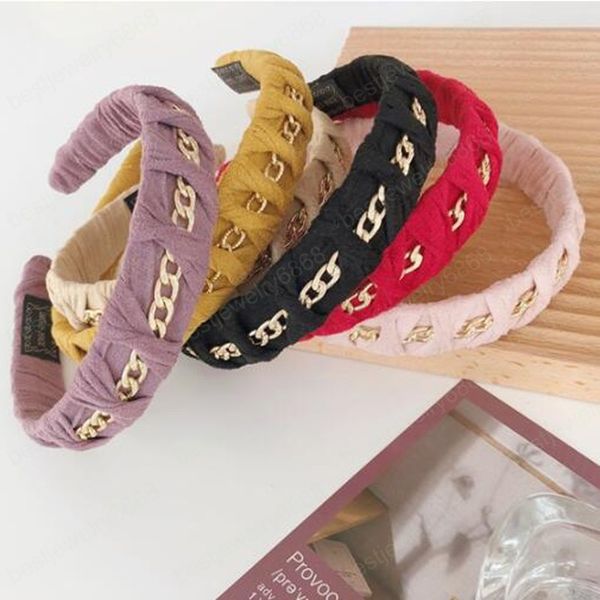 Neue Mode Frauen Haarband Handgemachte Legierung Kette Stirnband Klassische Turban Multi-schicht Kreuz Knoten Haar Zubehör Großhandel