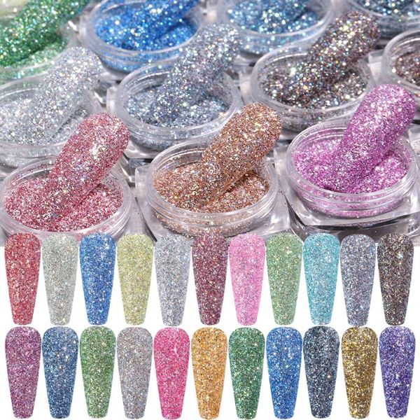 

nail glitter 1box holographic laser shiny art sequins silver diamond powder dust gel polish manicure decor sazs01-30, Silver;gold