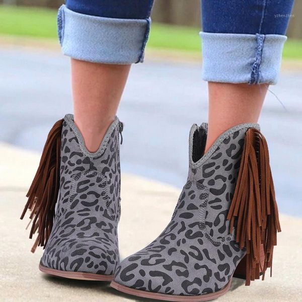 

boots 2021 women mid-calf low heel bohemia motorcycle fringed cowboy shoes spring autumn botas mujer1, Black