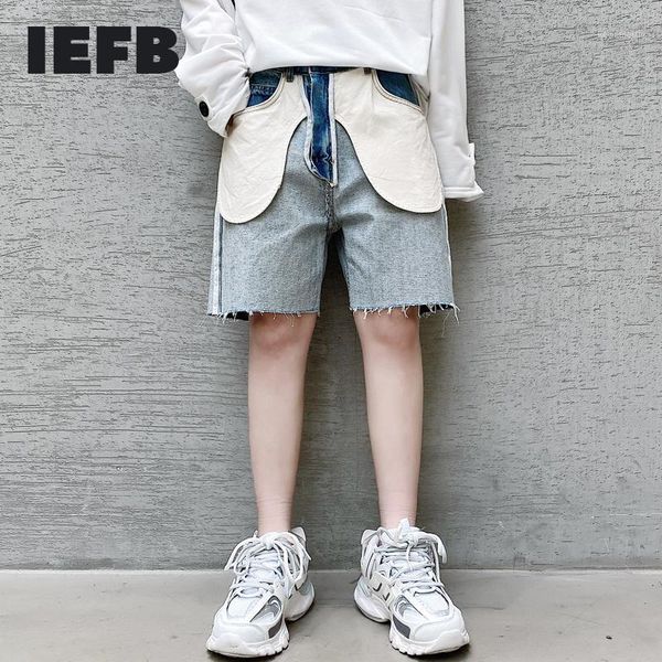 

iefb /men's wear summer new personality alternative anti-wear design niche denim shorts trend male knee length pants 9y19061, White;black