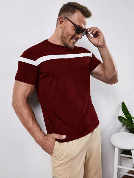 

men stripe panel tee l0pz#, White;black