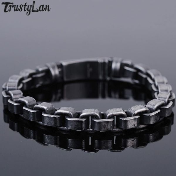 

link, chain 25.5cm classic black stainless steel bracelets for men 9mm wide man bracelet bangle hip hop cast hand jewelry accessories
