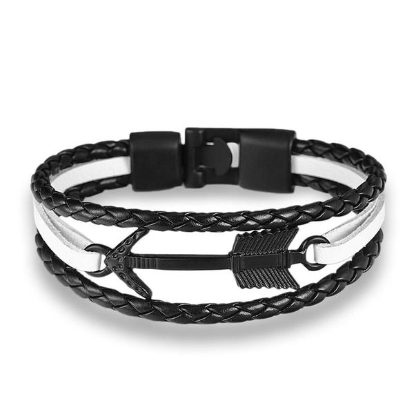 

mkendn new arrival feather arrow bracelet bangle genuine leather hand chain buckle friendship men women anchor bracelet hombre jllphg