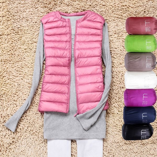 

2020 light winter ultra white duck waistcoat jacket down thin women's warm-wind vest mhnr, Black