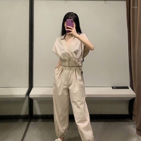 

2020 women's suit summer new lapel single-breasted elastic waist and high waist casual wild harem pants bb2408091, White