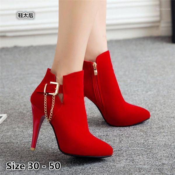 

boots ankle woman high heel heels for women shoes spring autumn booties female small big size 30 - 501, Black