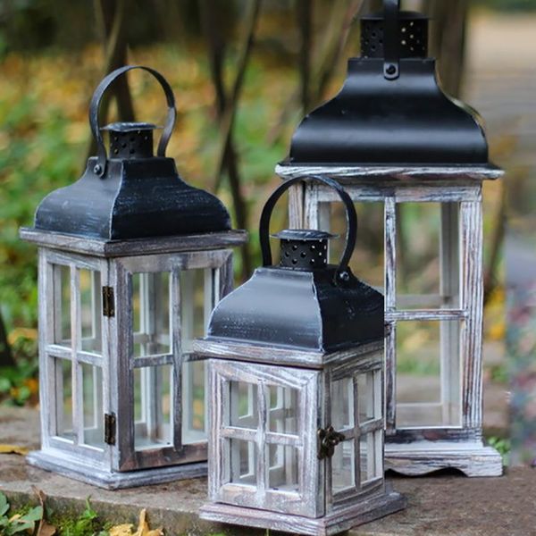 

европейские деревянные огни подсвечника подсвечник подсвечник подставку дома декор ветрозащищенные свечи держатель украшений ретро свеча фон