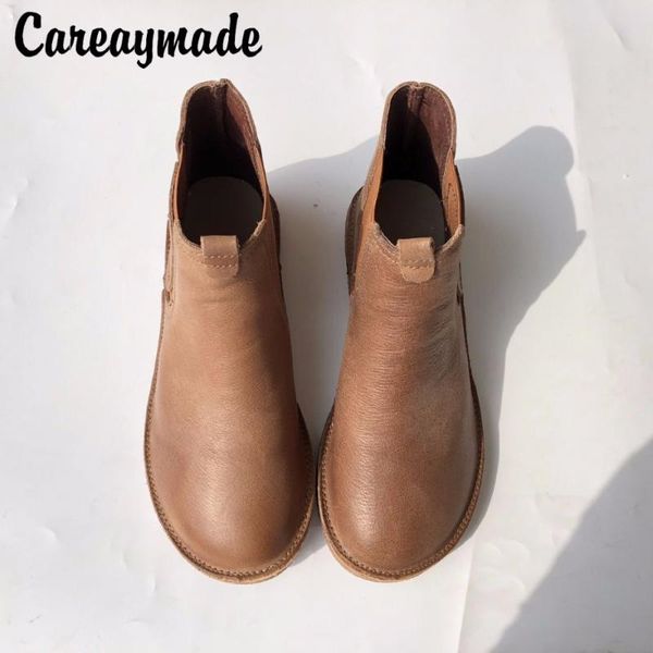 

boots careaymade-autumn and winter female retro art genuine leather handmade boots,leisure ankle, Black