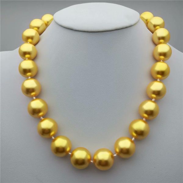 

chains beautiful natural + 16mm gold round shell pearl necklace 18 inch 14k, a gift for mom, Silver