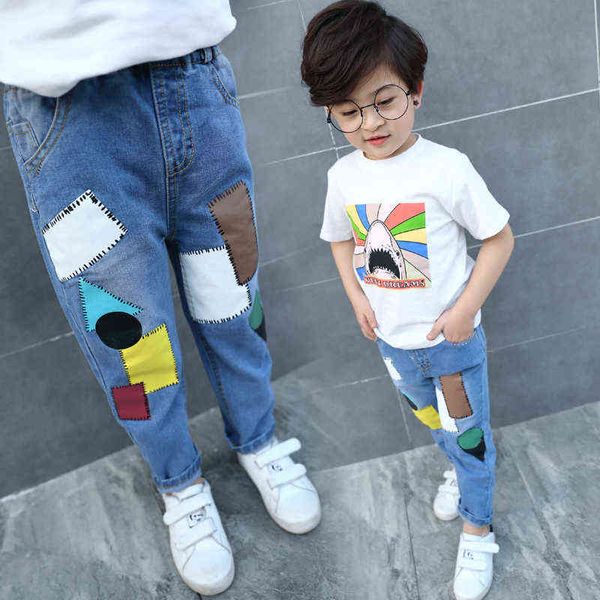 Springautumn meninos jeans verão capris crianças calças crianças roupas bebê menino roupas g1220
