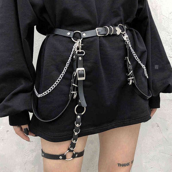 Cintura ragazza giapponese Harajuku Girl punk stile gotico con gonna JK cintura amore cintura regolabile anello alla caviglia catena in vita G220301