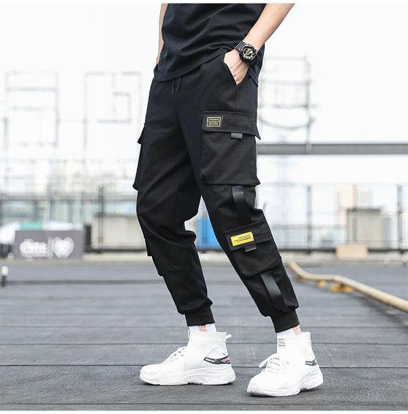 

men's pants 2021 street sports overalls gym fitness leisure jogging, Black