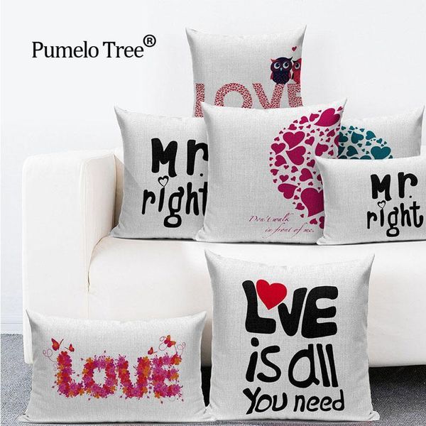 

love mr mrs decorative throw pillows case linen cotton heart cushion cover creative decoration for sofa car cover 45x45cm1
