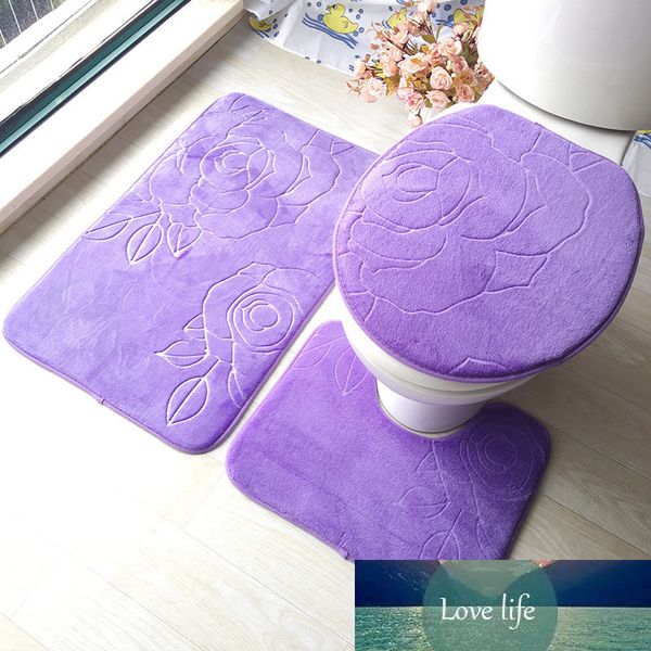 Мода нескользящая туалет крышка крышки баня коврик для ванны набор ковров для ванной комнаты и унитаза крышка пола коврик для пола 3шт синий белый фиолетовый