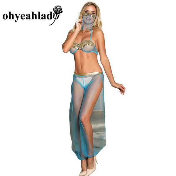 

ohyeahlady india style costumes bralette lingerie set with golden paillette deguisement femme cosplay rj80437 c1211, Black;white