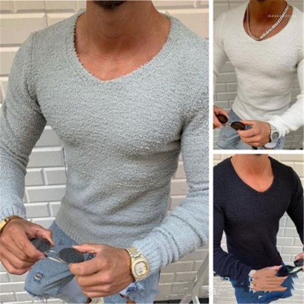 

knitting t-shirt fashion trend long sleeve casual skinny tees spring male new slim bottoming tshirt clothing mens round neck, White;black