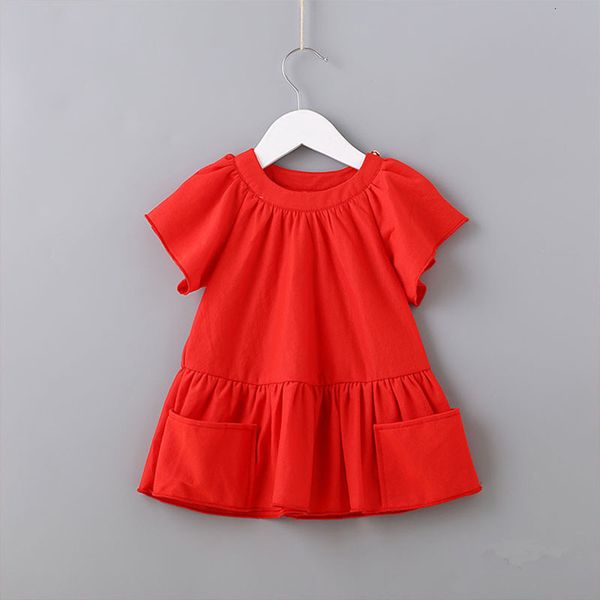 

2021 new baby girls clothes summer a-line princess girl birthday party toddler costume for infant 0-2y red l3ai, Red;yellow