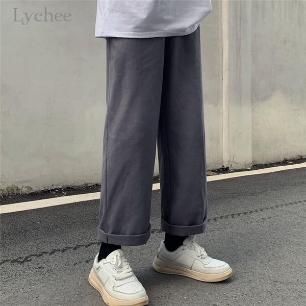 

lychee harajuku vintage solid color women cargo pants high waist casual loose straight pants fashion autumn trousers, Black;white