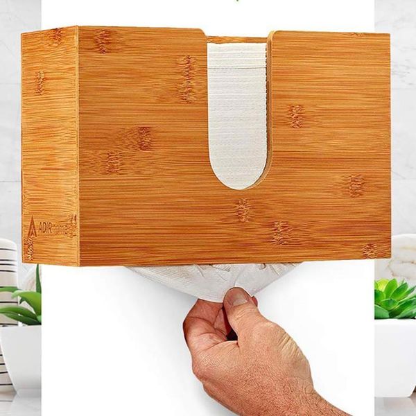 

tissue boxes & napkins wall mount bathroom kitchen home bamboo napkin paper dispenser container beautiful and stylish, suitable for bathroom