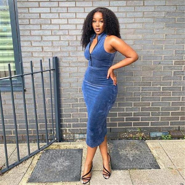 

summer long women dresses zipper v-neck bodycon casual maxi vestido female sleeveless backless slim fit femme dress fall, Black;gray