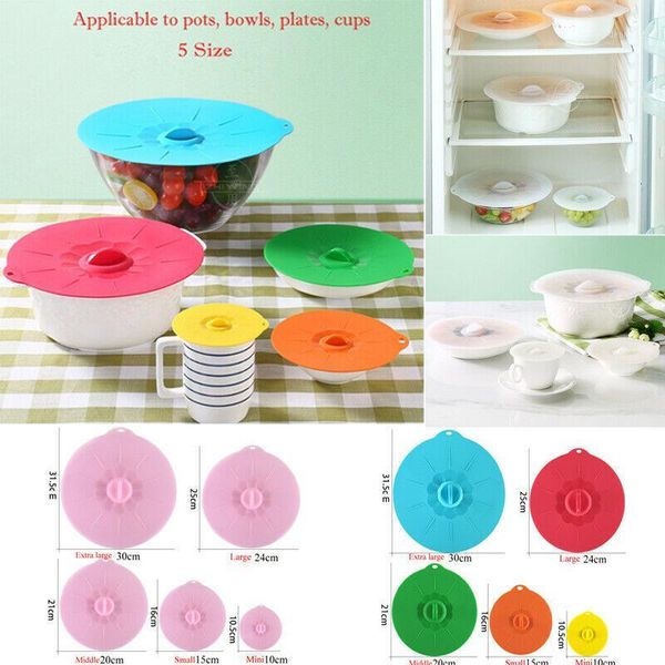 

5pcs silicone stretch lids fresh-keeping pan bowl cup dish cover set1