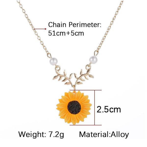 

pearl new creative sunflower pendant necklaces vintage fashion daily jewelry temperament cute sweater necklaces f jlltsh, Black