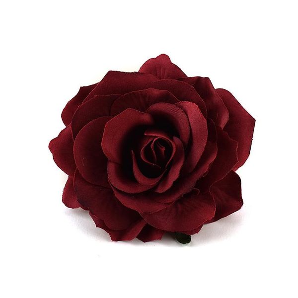 

10cm large artificial burgandy rose silk flower heads for wedding decoration diy wreath gift box scrapbooking craft fake sqczav