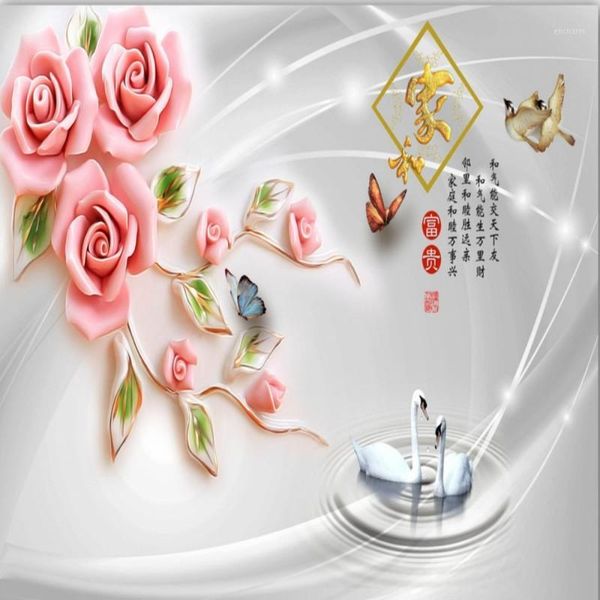 

dropshipping colomac embossed wallpaper jade carving rose 3d flower wallpaper 3d foto mural living room tapeta do sypialni1