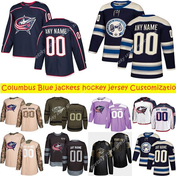 

customization news columbus blue jackets hockey jerseys multiple styles mens 13 atkinson 3 jones customize any name any number hockey jersey, Black;red