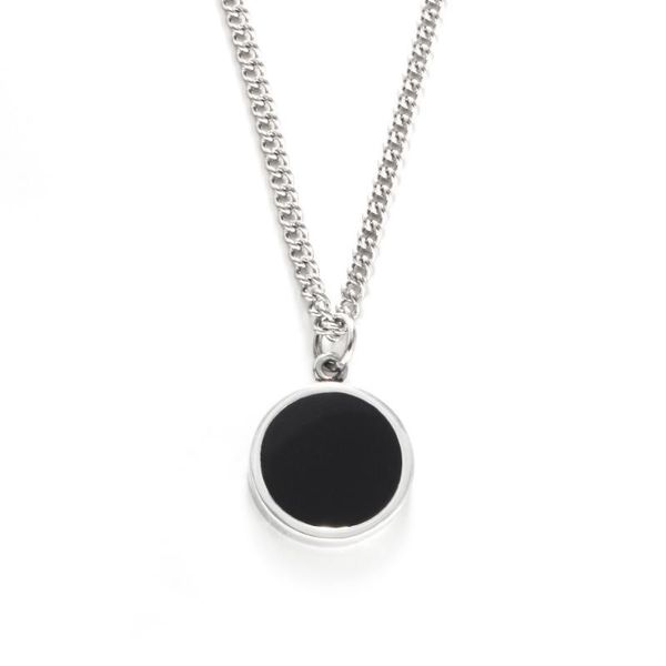 

stainless steel black gem small pendant necklace fashion choker gold jewelry men women gifts, Silver